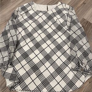 Calvin Klein Women’s Black & White Plaid Blouse